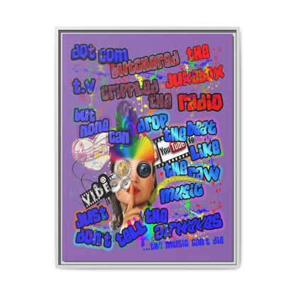 drop the beat - framed canvas art (light purple)
