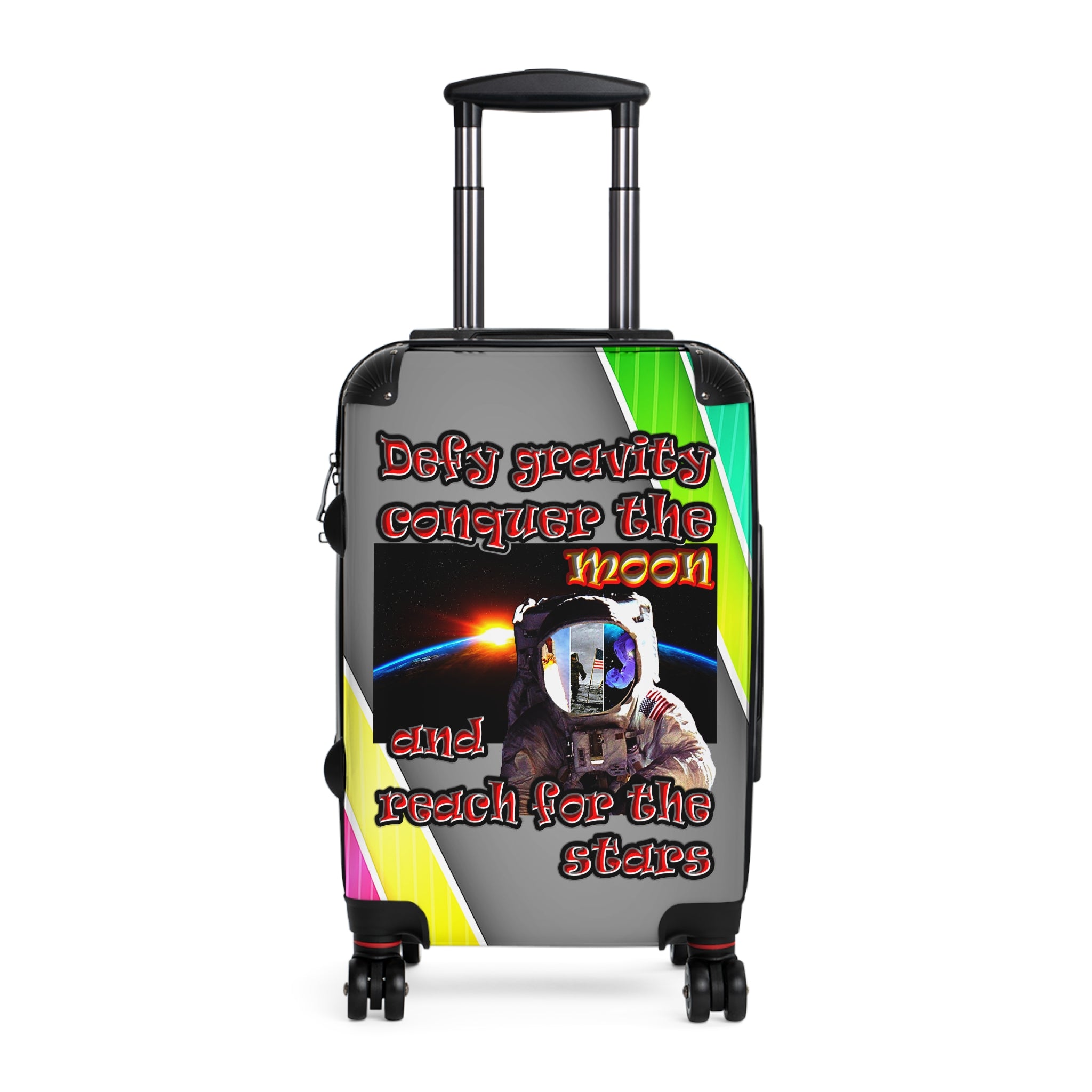 defy conquer reach - suitcase (rainbow split)