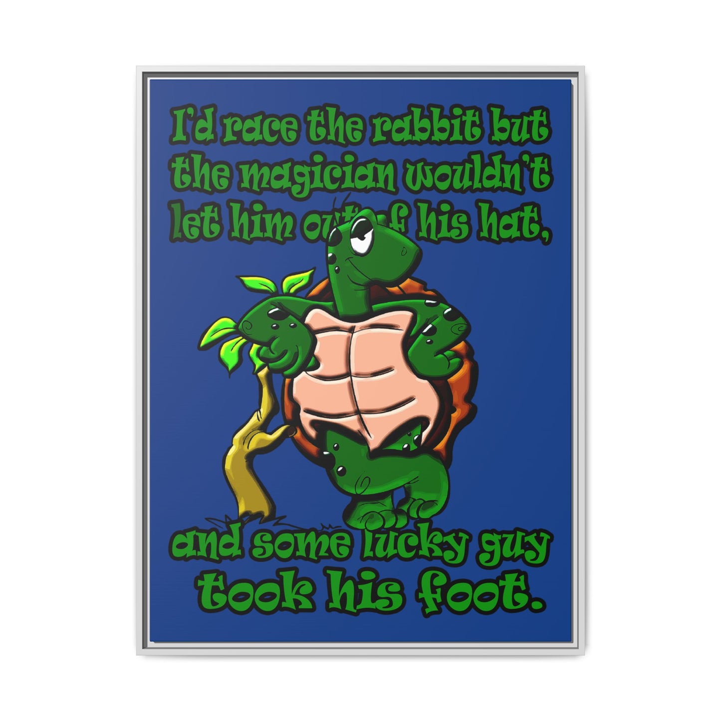 turtle race - framed canvas art (dark blue)