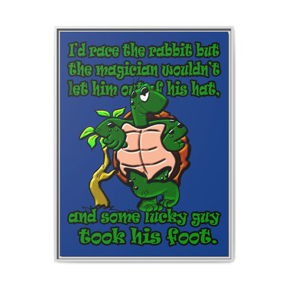 turtle race - framed canvas art (dark blue)