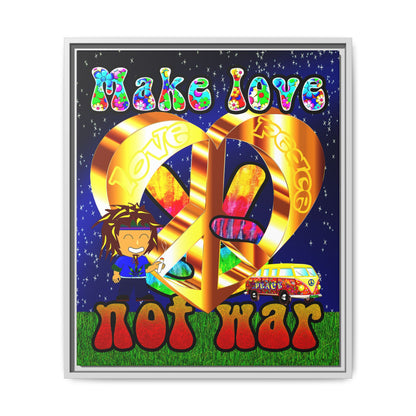 love peace - framed canvas art ('snoops' background)