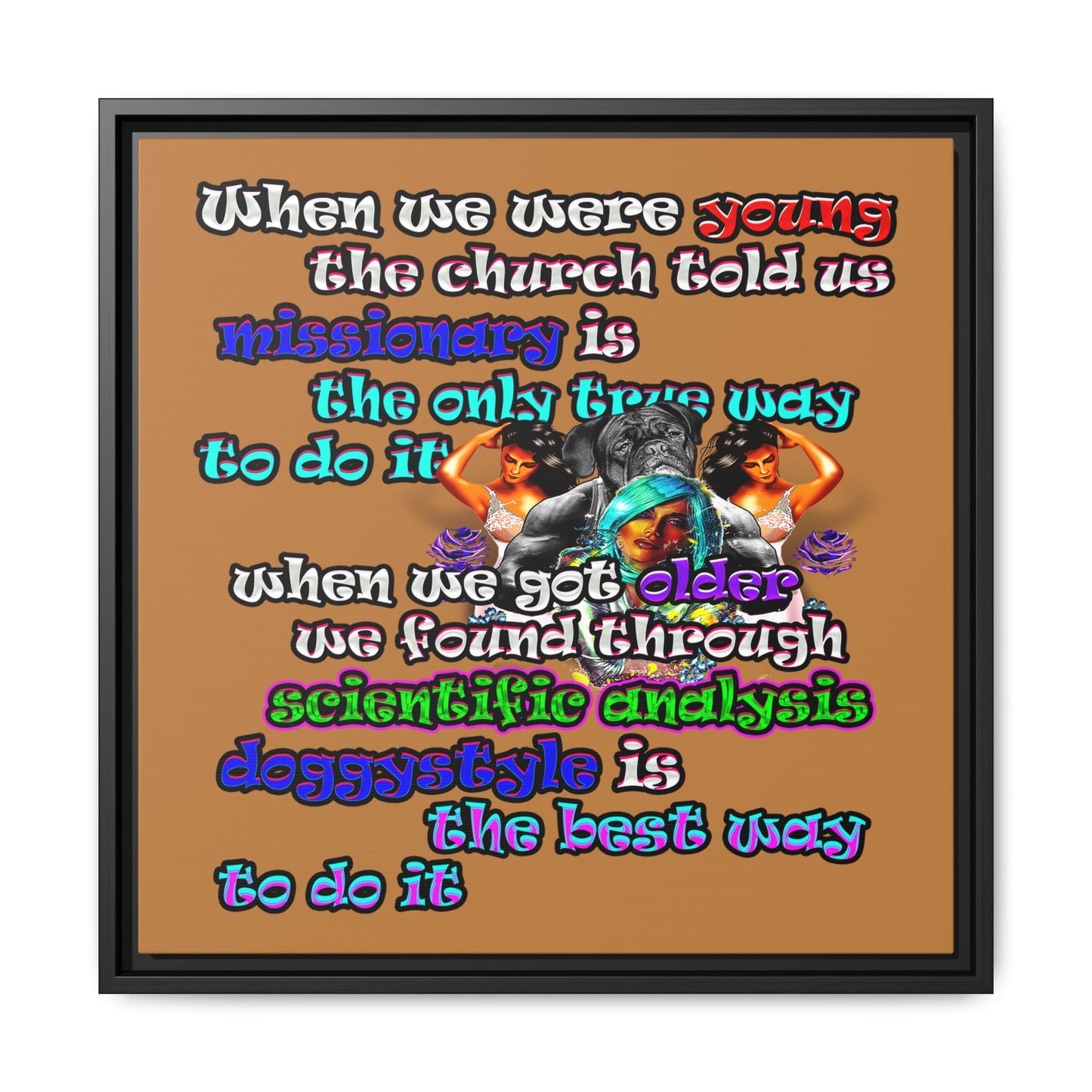 doggystyle - framed canvas art (light brown)