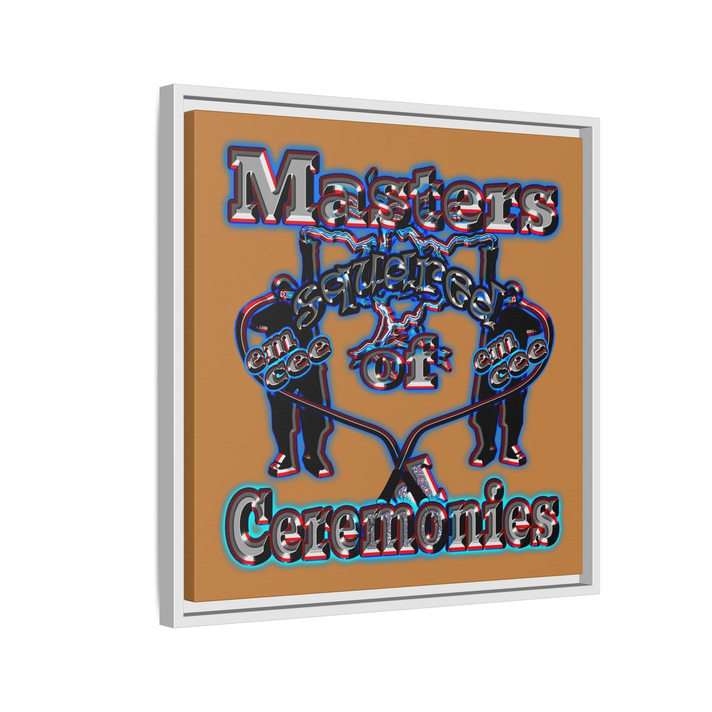 em cee squared - framed canvas art (light brown)
