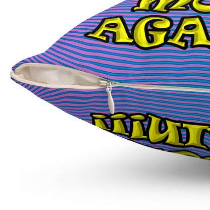 shoot the moon again - Spun Polyester Square Pillow - (light blue-purple wave)