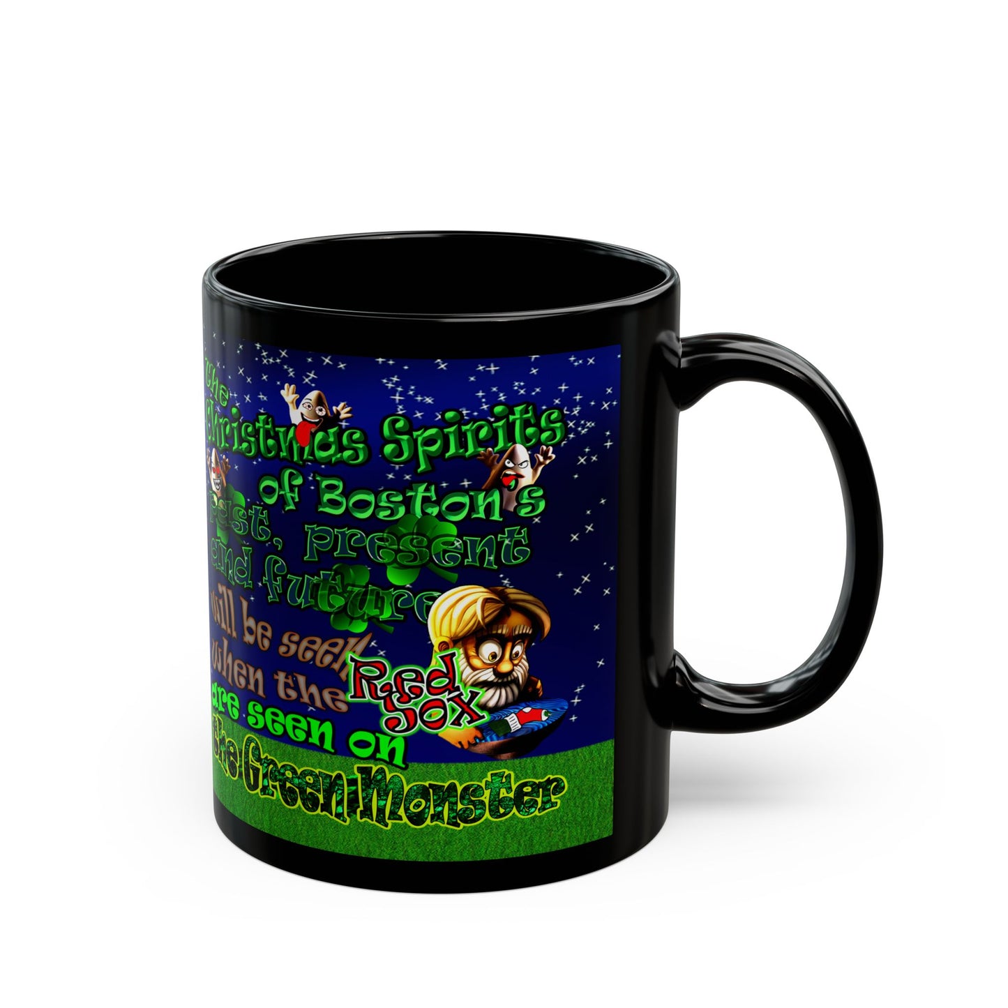 christmas spirits of boston - Black Mug ('snoops' background)
