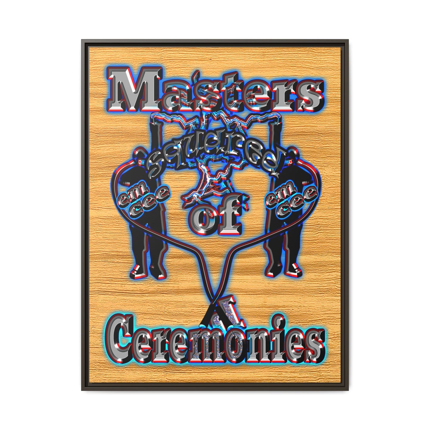 em cee squared - framed canvas art (butterscotch wood finish)