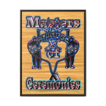 em cee squared - framed canvas art (butterscotch wood finish)