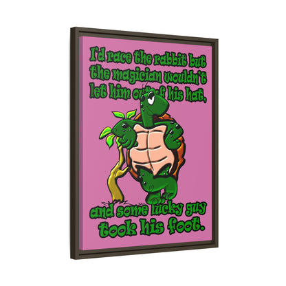 turtle race - framed canvas art (light pink)