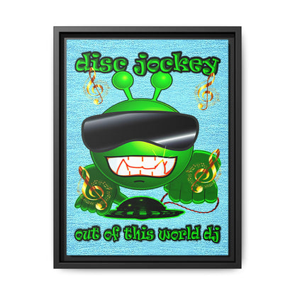 disc jockey - framed canvas art (faded blue)
