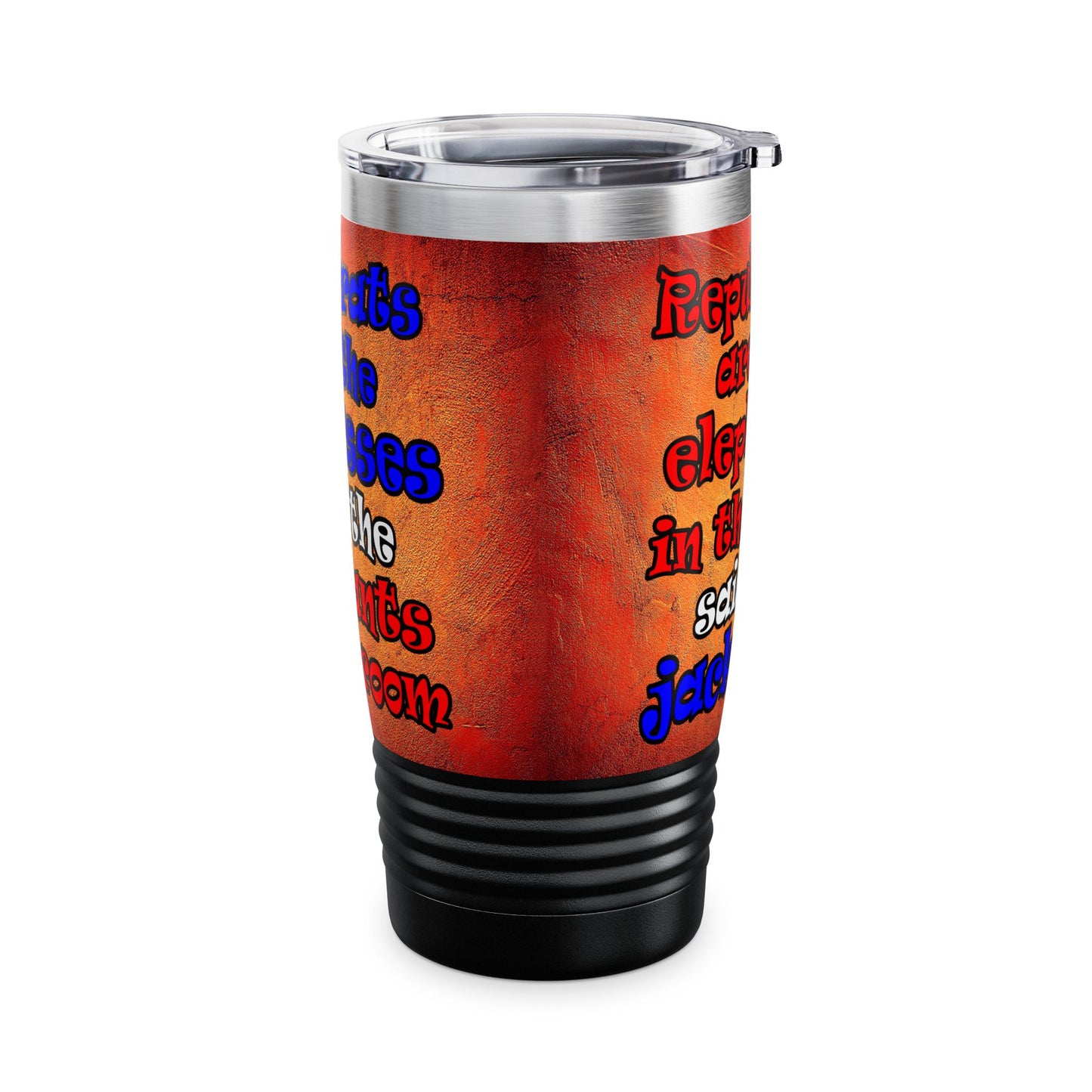 donkeys and elephants - Ringneck Tumbler, 20oz (burnt orange)
