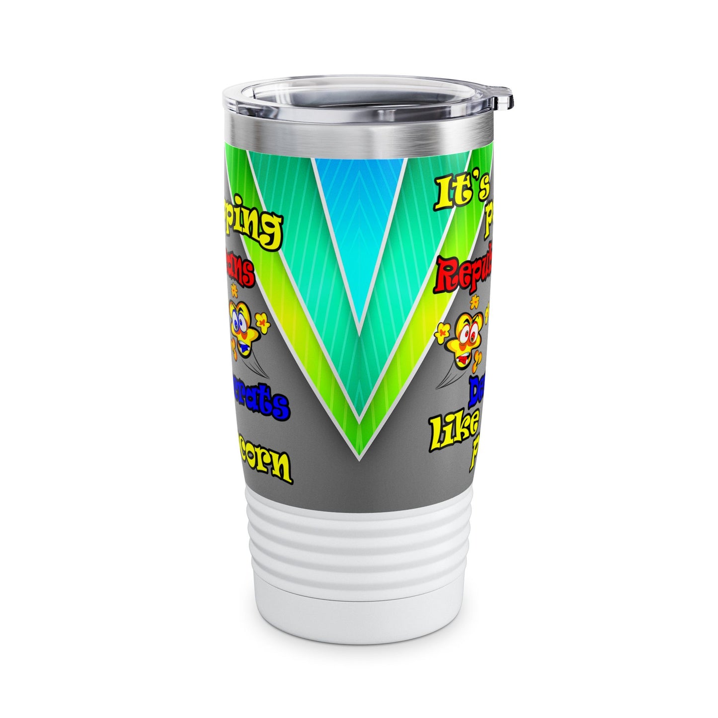 popping like popcorn - Ringneck Tumbler, 20oz (rainbow split)