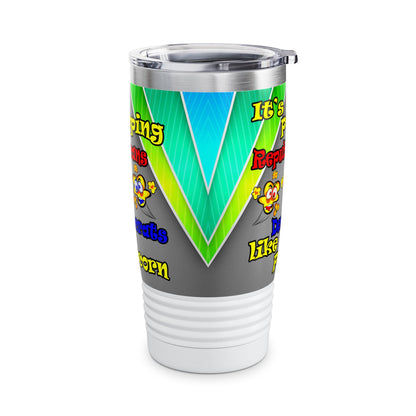 popping like popcorn - Ringneck Tumbler, 20oz (rainbow split)