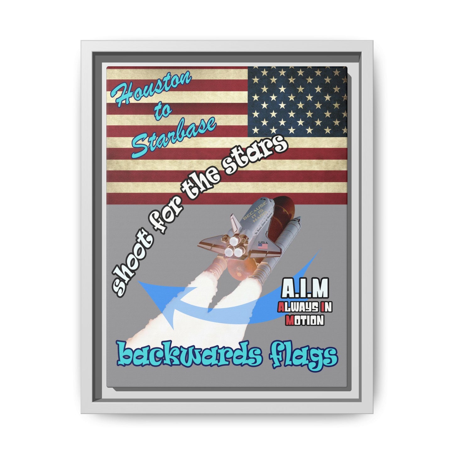shoot for the stars - framed canvas art (grey)