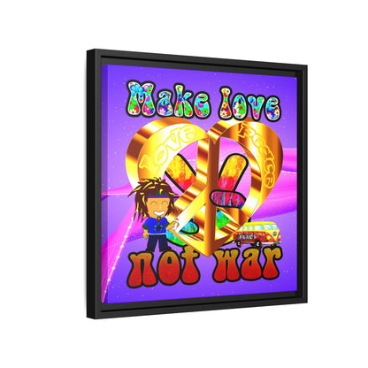love peace - framed canvas art (purple-pink wave)