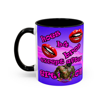 hoes b4 bros - Accent Mug (purple-pink wave)