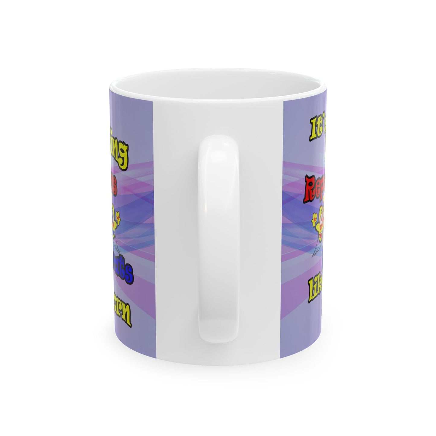 popping like popcorn - White Mug (light blue-pink wave)