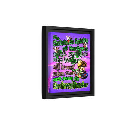 christmas spirits of boston - framed canvas art (purple-pink wave)