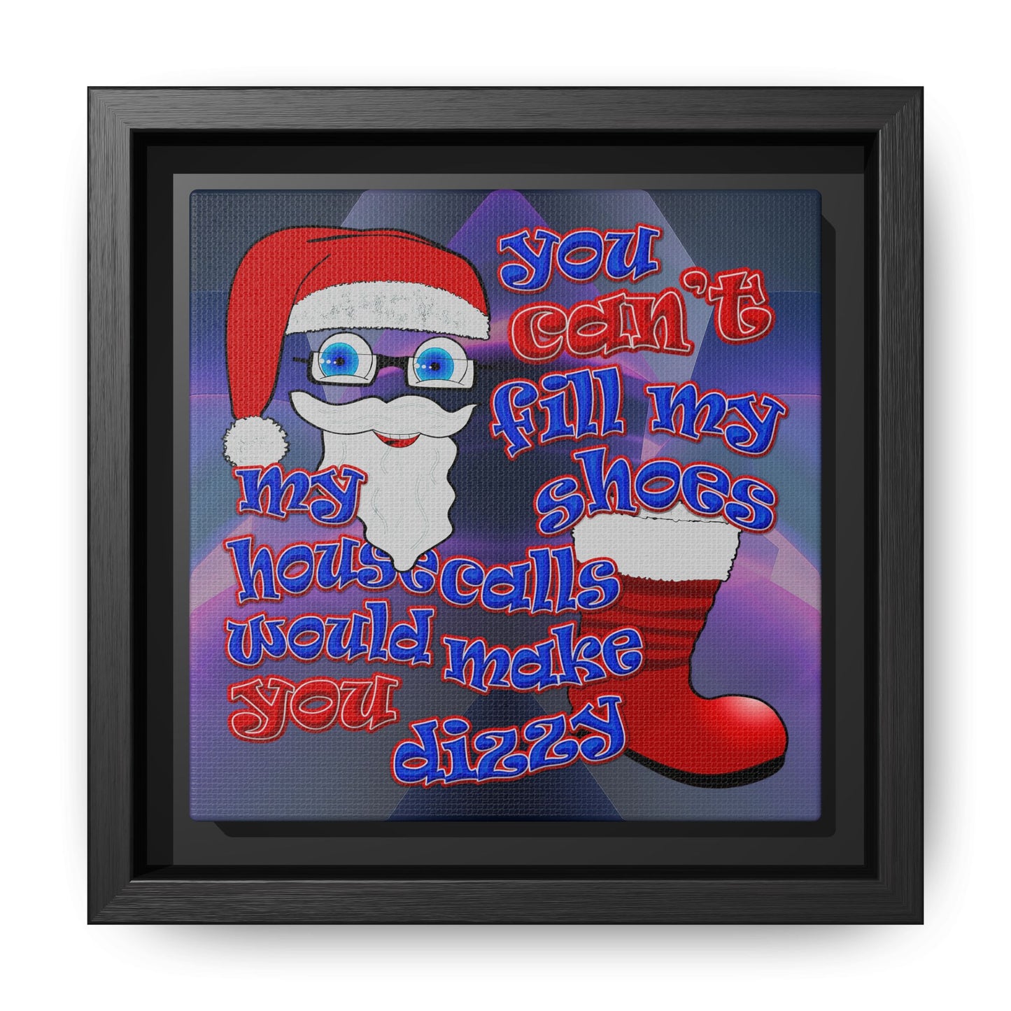 santa's shoes - framed canvas art (grey-pink wave)