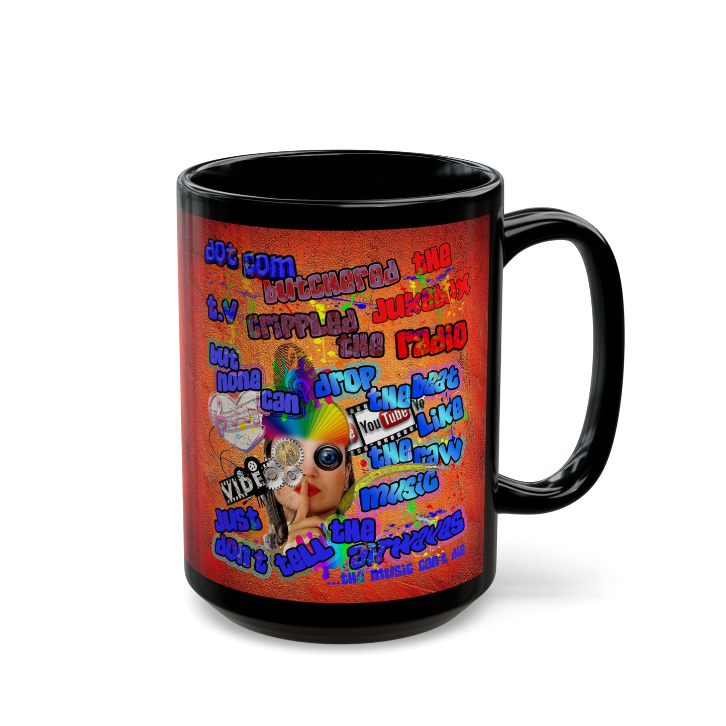 drop the beat - Black Mug (burnt orange)