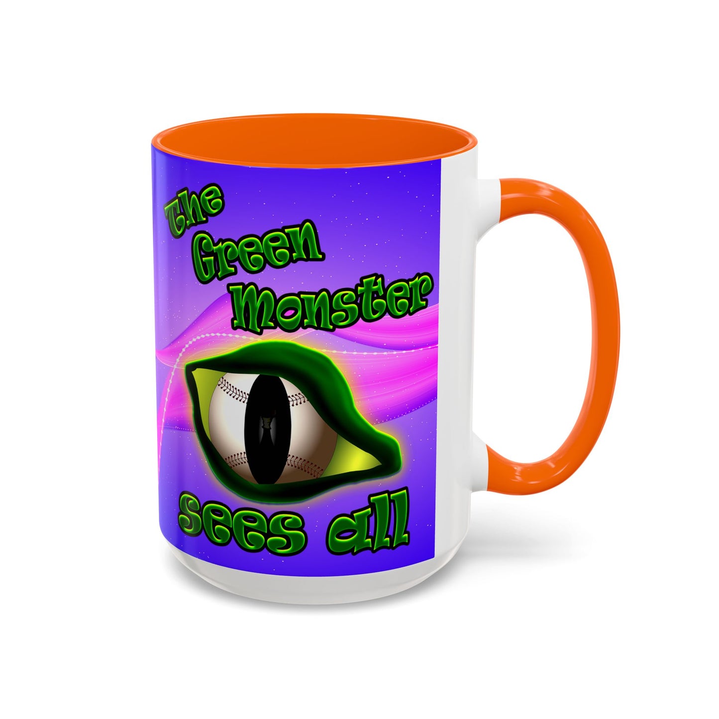 green monster - Accent Mug (purple-pink wave)