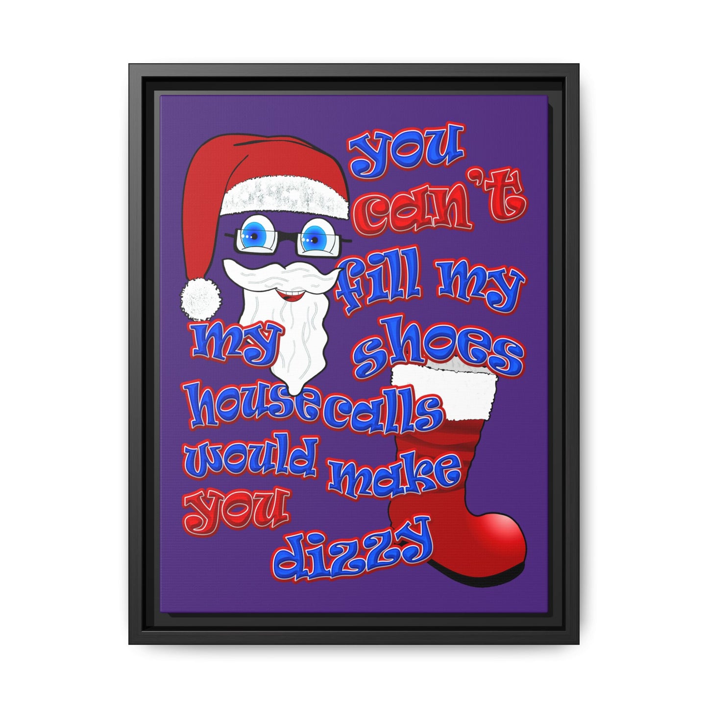 santa's shoes - framed canvas art (purple)