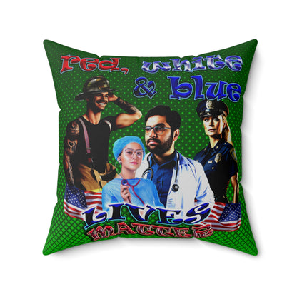 rw&b lives matter - Spun Polyester Square Pillow - (logo green)