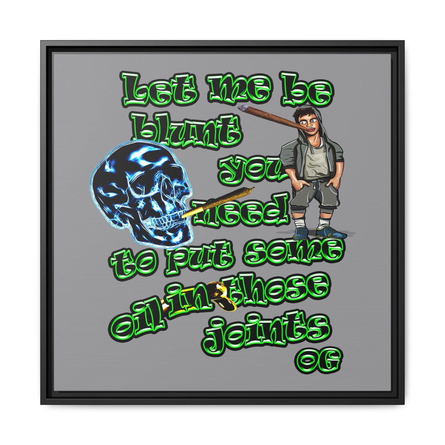 og - framed canvas art (grey)