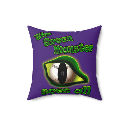 green monster - Spun Polyester Square Pillow - (purple)