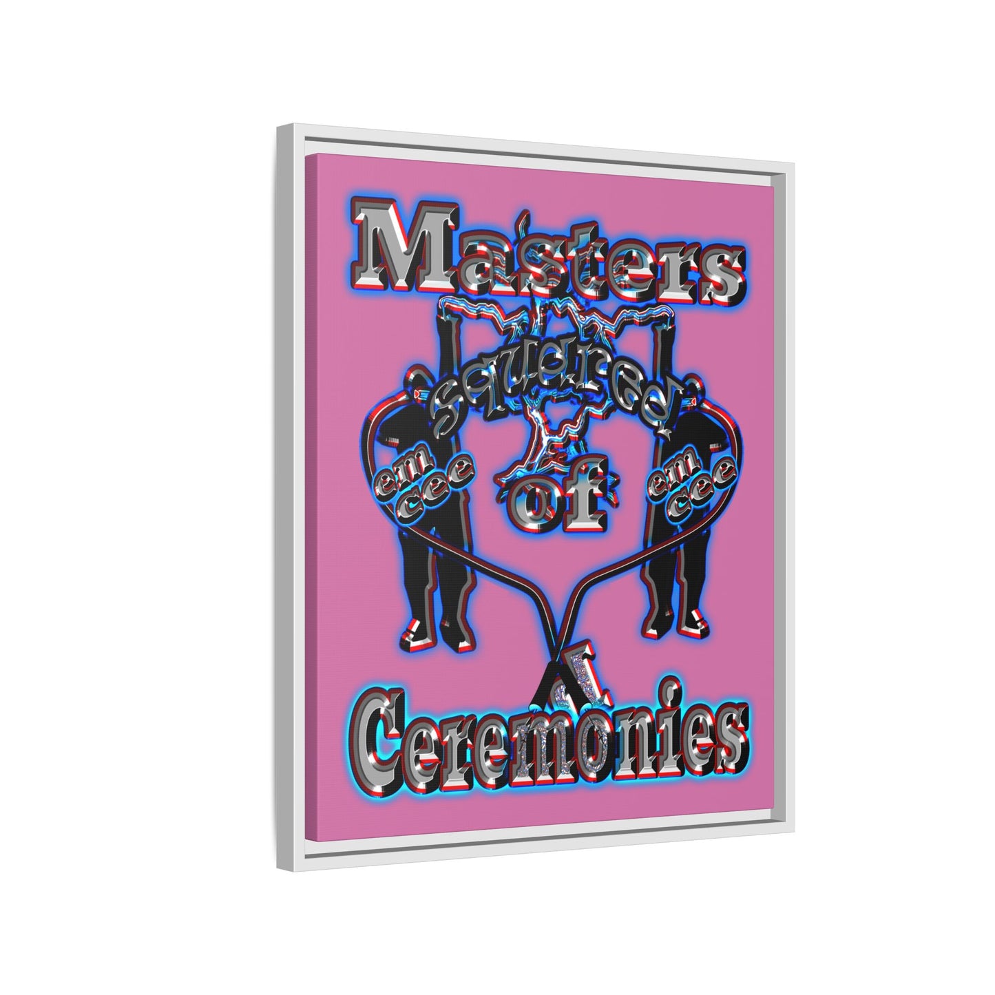 em cee squared - framed canvas art (light pink)