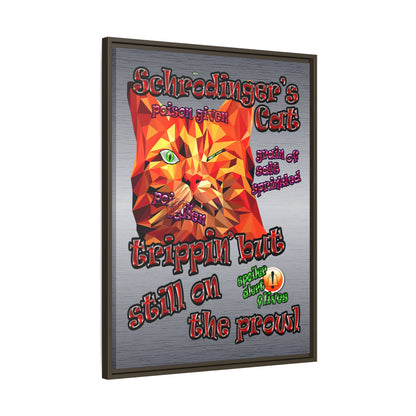 schrodinger's cat - framed canvas art (brushed nickel)