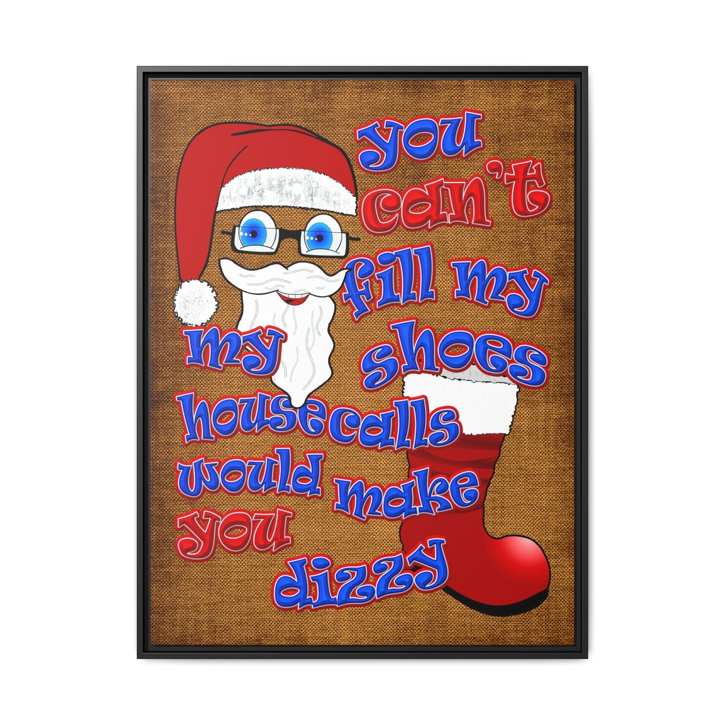 santa's shoes - framed canvas art (brown papyrus)