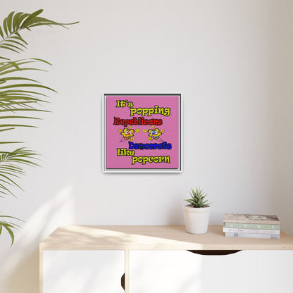 popping like popcorn - framed canvas art (light pink)