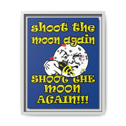 shoot the moon again - framed canvas art (dark blue)