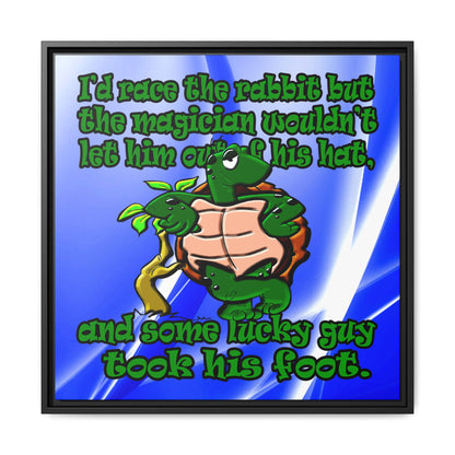 turtle race - framed canvas art (blue-white wave)