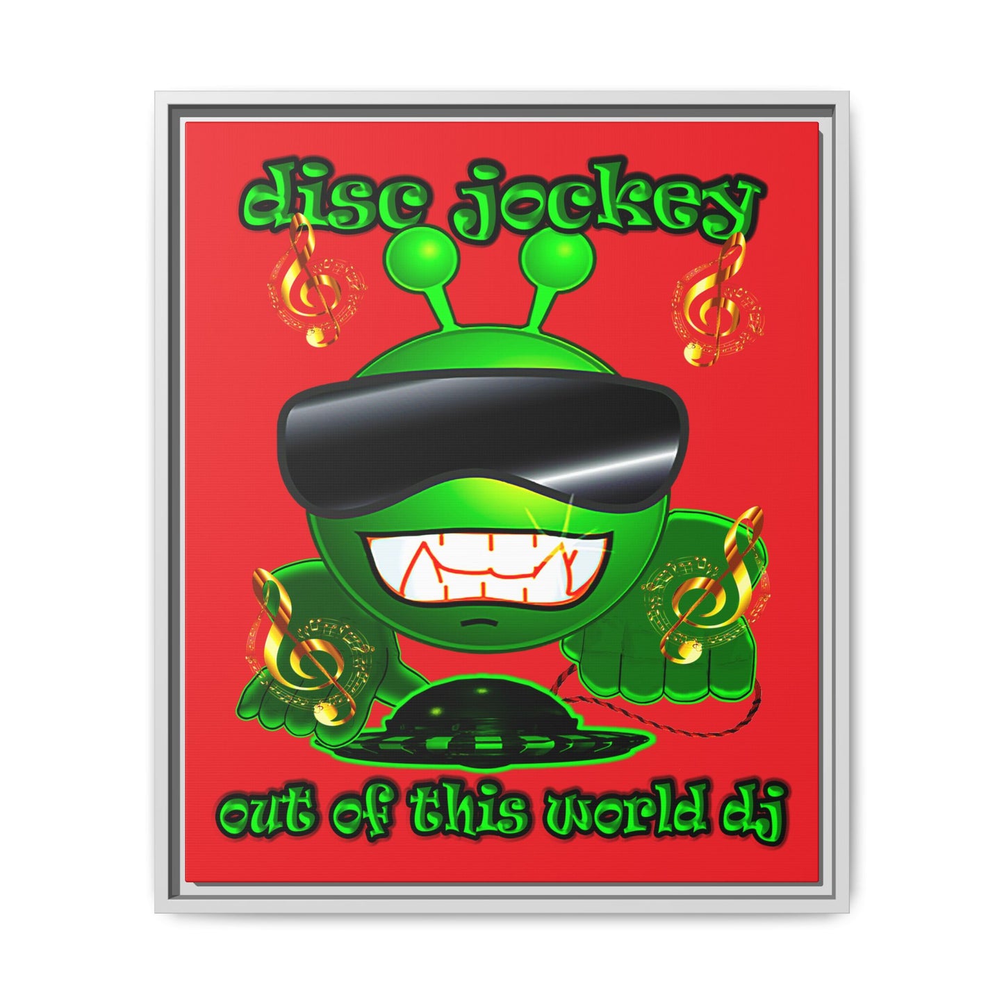 disc jockey - framed canvas art (red)