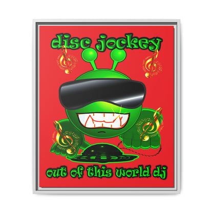 disc jockey - framed canvas art (red)