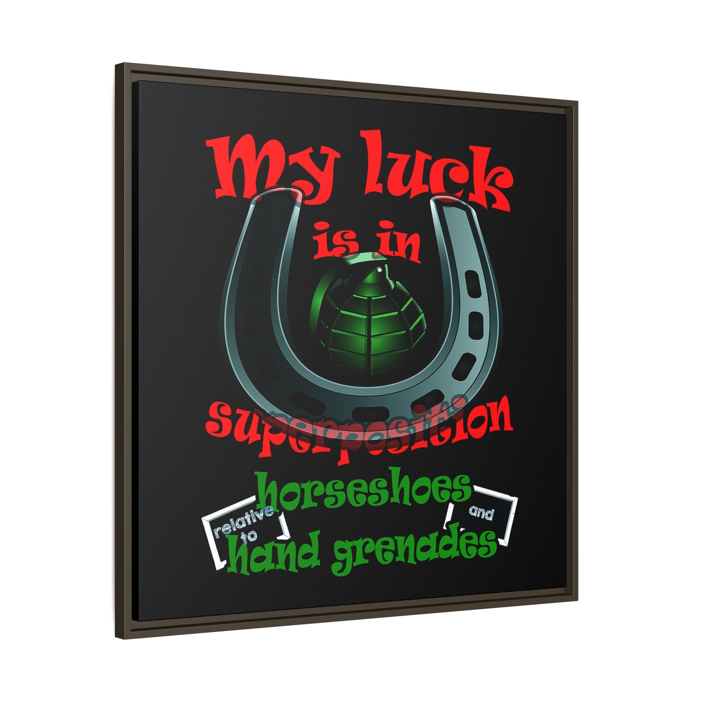 my luck - framed canvas art (black)