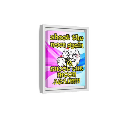 shoot the moon again - framed canvas art (light blue-pink wave)