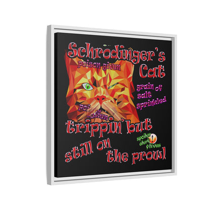 schrodinger's cat - framed canvas art (black)