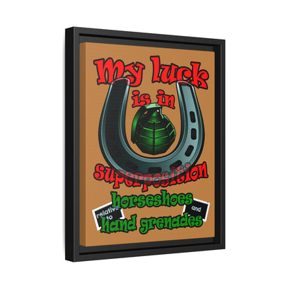 my luck - framed canvas art (light brown)