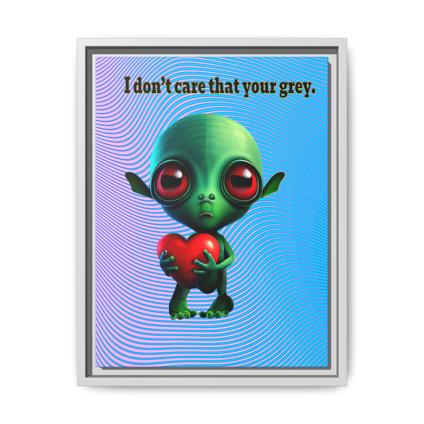 I don't care that your grey - framed canvas art (light blue-purple wave)