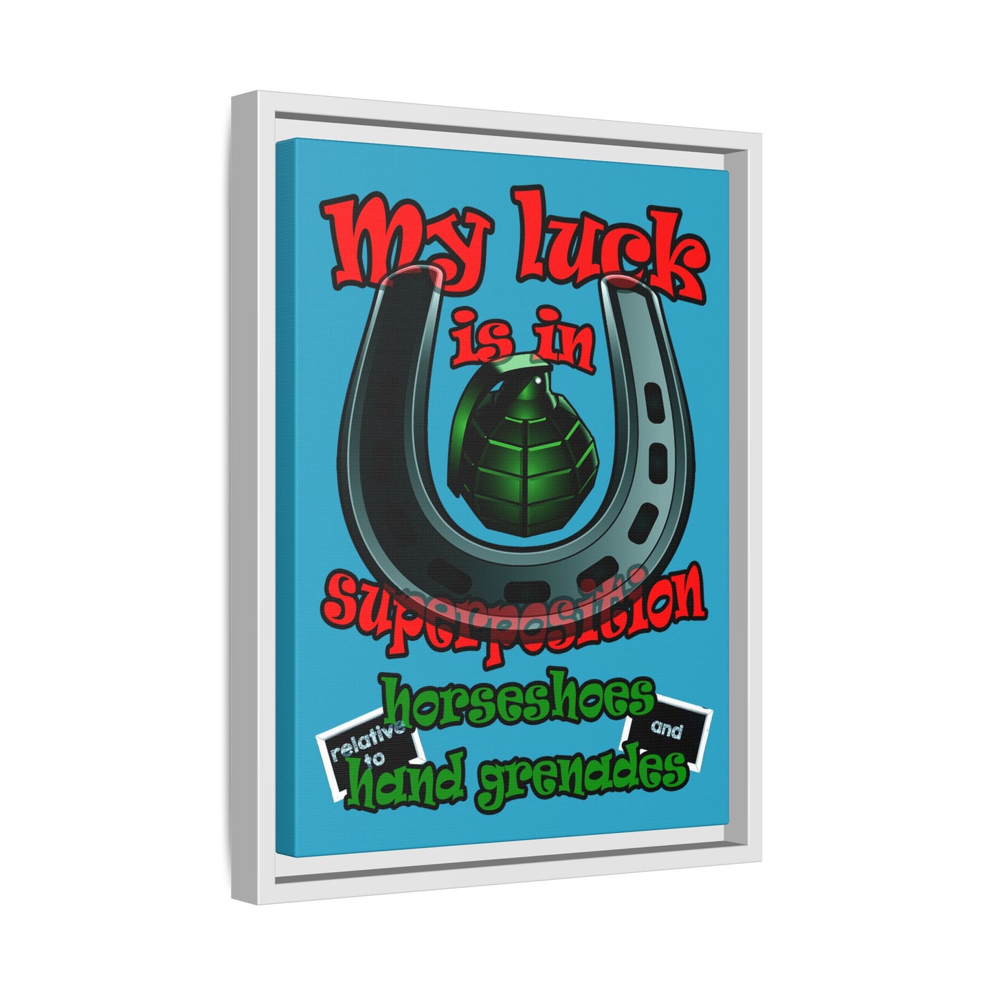 my luck - framed canvas art (turquoise)