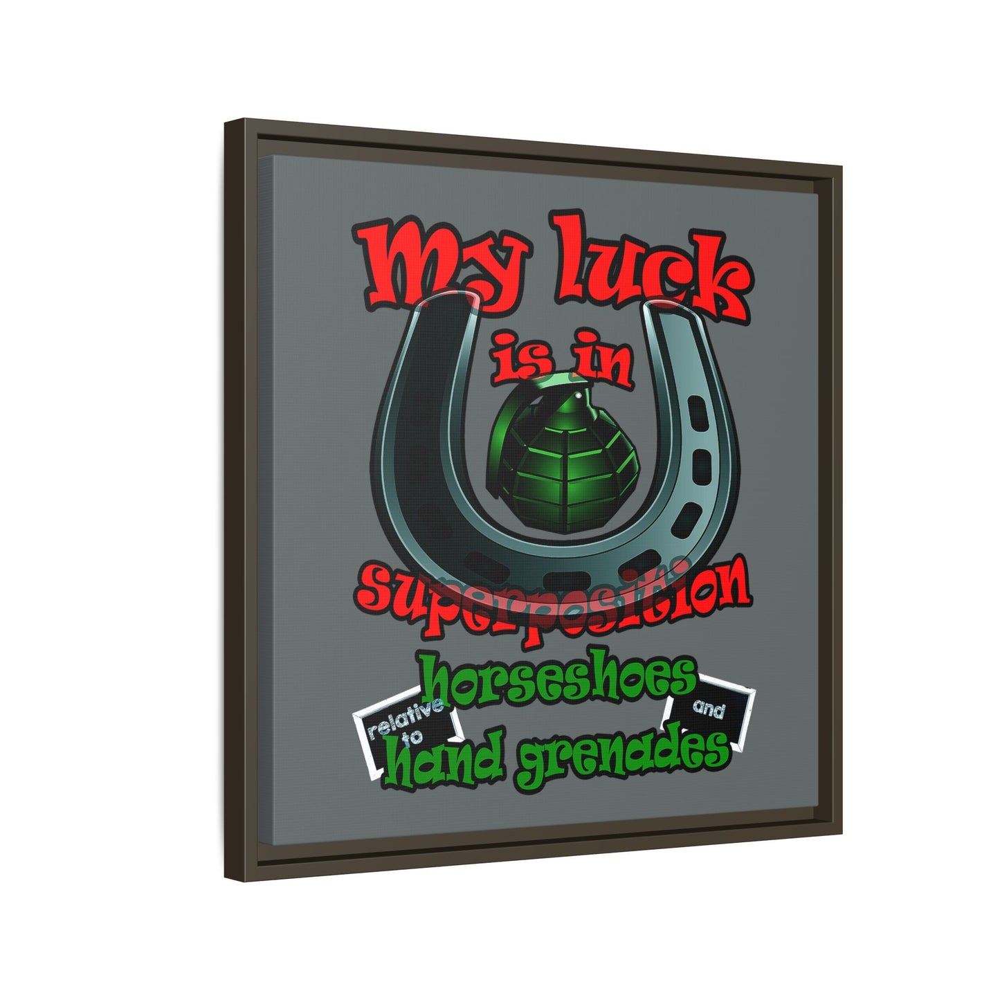 my luck - framed canvas art (dark grey)