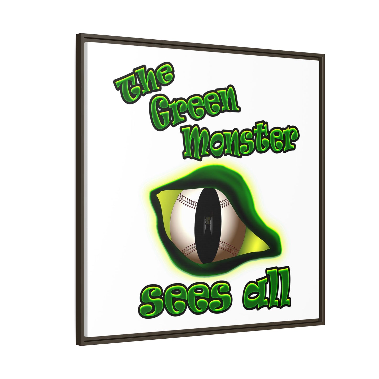 green monster - framed canvas art (white)