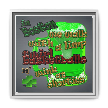 celtics logo - framed canvas art (grey-light grey)