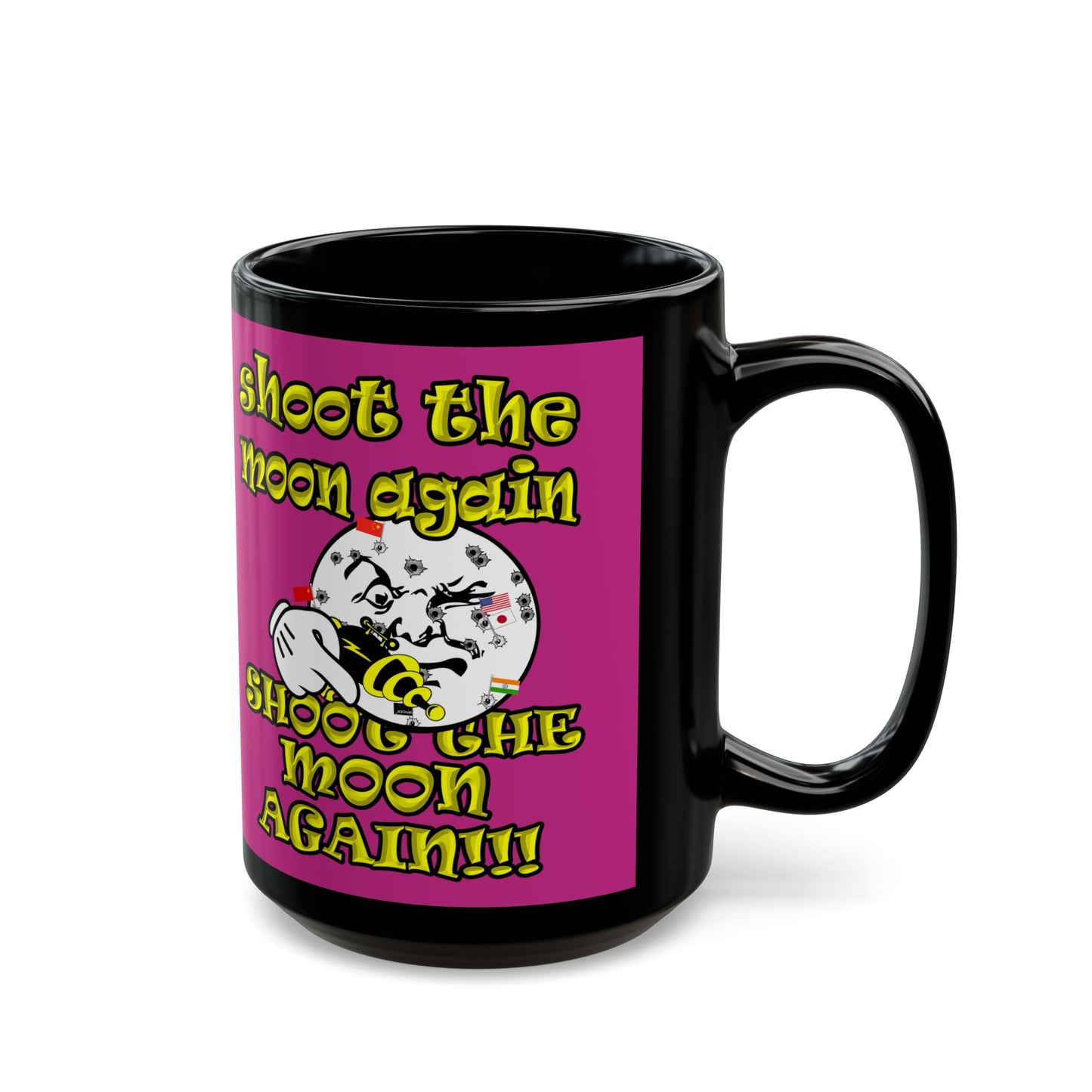 shoot the moon again - Black Mug (pink)