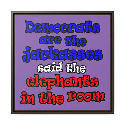 donkeys and elephants - framed canvas art (light purple)