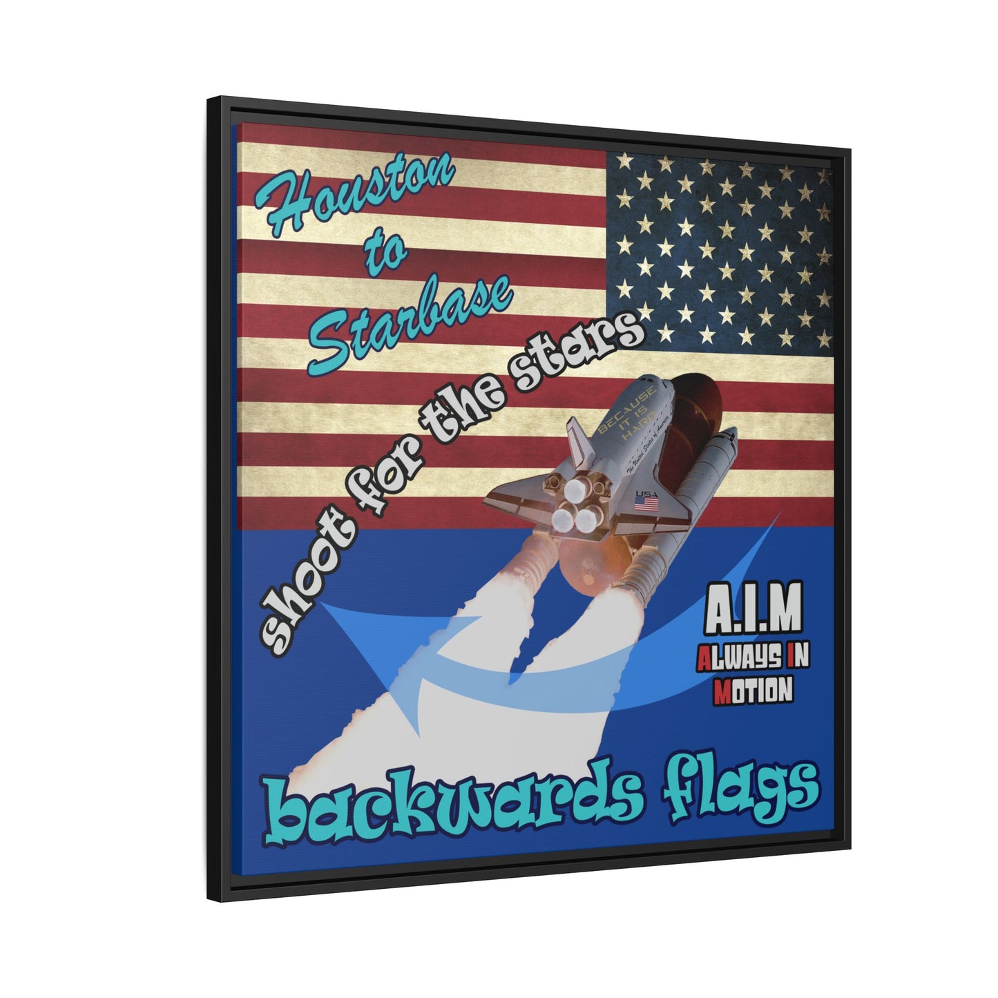 shoot for the stars - framed canvas art (dark blue)