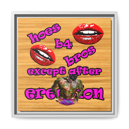 hoes b4 bros - framed canvas art (butterscotch wood finish)