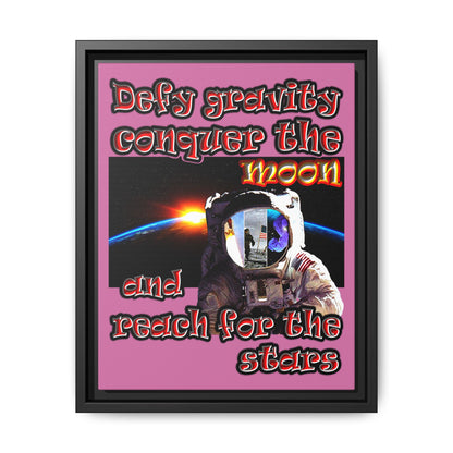 defy conquer reach - framed canvas art (light pink)